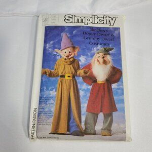 Simplicity Disney Dopey & Grumpy Dwarf Costume Pattern 7736-Uncut- Adult Size SM